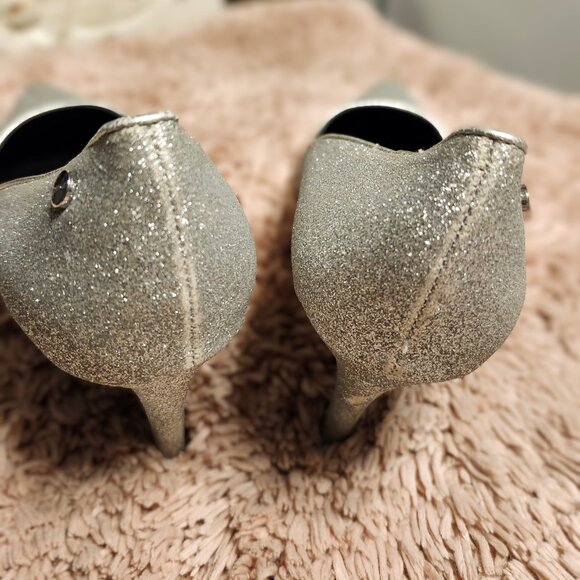 Calvin Klein, stiletto heels, color is silver with glitter, size 8.5 - Picture 3 of 6